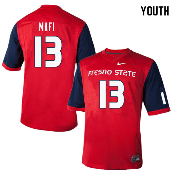 Youth #13 Kesomi Mafi Fresno State Bulldogs College Football Jerseys Sale-Red